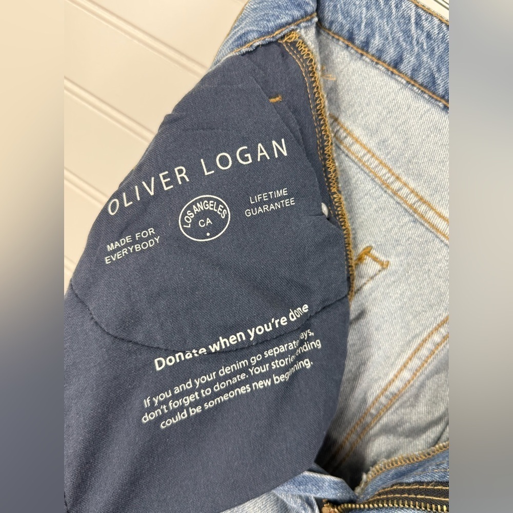 Oliver Logan women’s medium wash Aberdeen wide leg crop denim jeans. Size 33 NWT - Picture 8 of 10